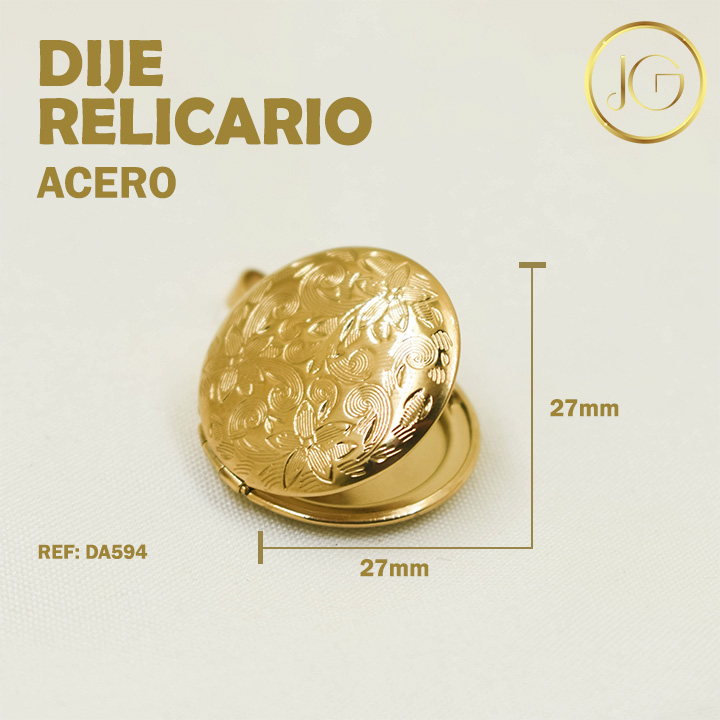 DIJE ACERO RELICARIO DORADO Bisuteria JG