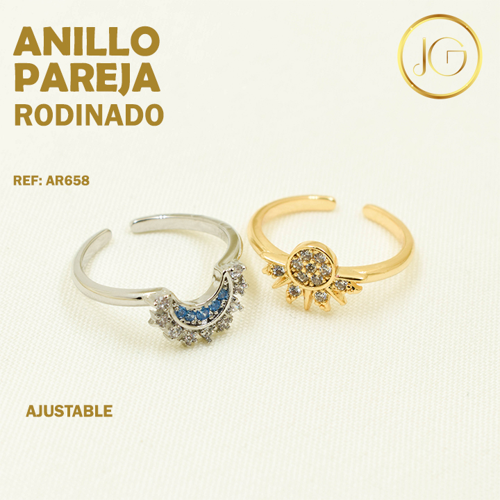 Anillo Rodinado Ajustable Pareja Bisuteria Jg