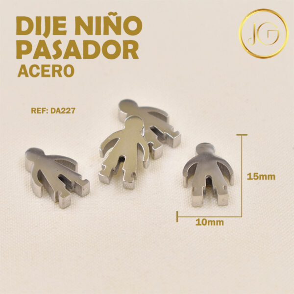 Imagen del producto: DIJE DE ACERO PULSERA NIÑO PLATEADO