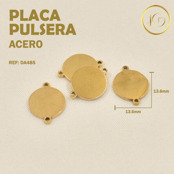 Imagen del producto: DIJE DE ACERO PULSERA PLACA DORADA CIRCULO 13.6 MM