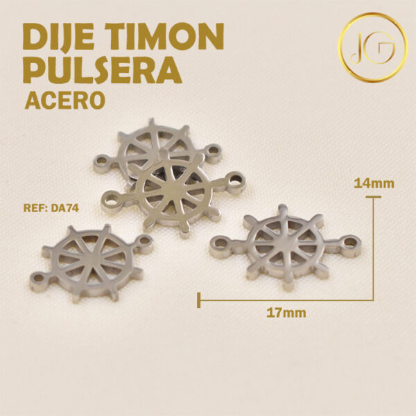 Imagen del producto: DIJE DE ACERO PULSERA TIMON PLATEADO