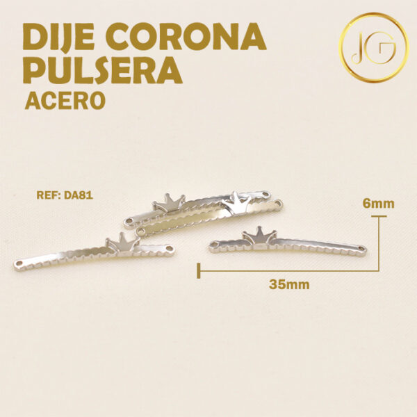 Imagen del producto: DIJE DE ACERO PULSERA LINEA CORANA PLATEADO