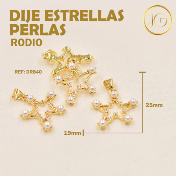 Imagen del producto: DIJE DE RODIO ESTRELLA CON PERLAS 2