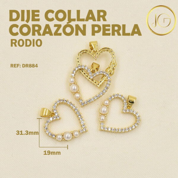 Imagen del producto: DIJE DE RODIO CORAZON PERLA CIRCONES