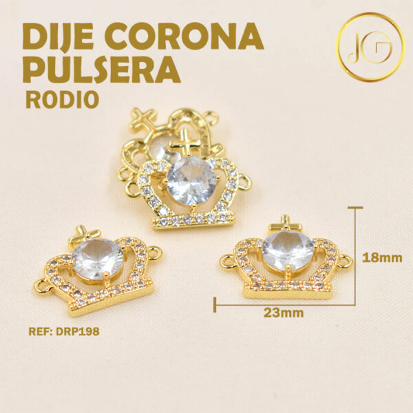 Imagen del producto: DIJE DE RODIO PULSERA CORONA CON CRUZ