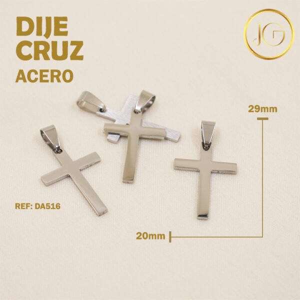 Imagen del producto: DIJE DE ACERO PLATEADO CRUZ 29 MM