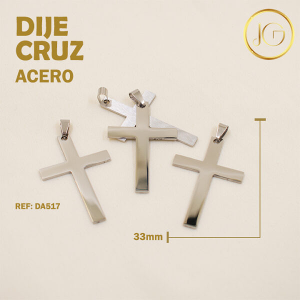 Imagen del producto: DIJE DE ACERO PLATEADO CRUZ 33 MM