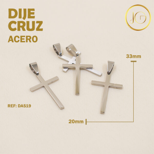 Imagen del producto: DIJE DE ACERO PLATEADO CRUZ 33 MM