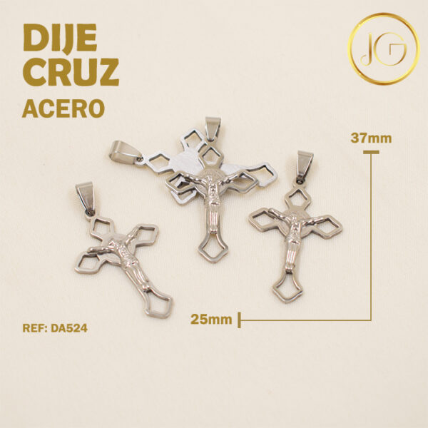 Imagen del producto: DIJE DE ACERO PLATEADO CRUZ CRISTO 37 MM