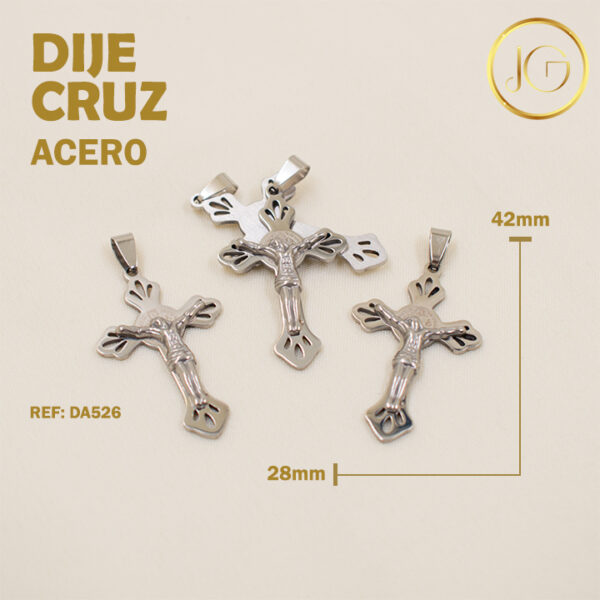 Imagen del producto: DIJE DE ACERO PLATEADO CRUZ CRISTO 42 MM