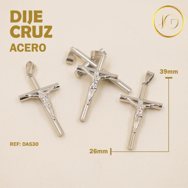 Imagen del producto: DIJE DE ACERO PLATEADO CRUZ CRISTO 39 MM