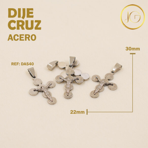 Imagen del producto: DIJE DE ACERO PLATEADO CRUZ CRISTO 30 MM