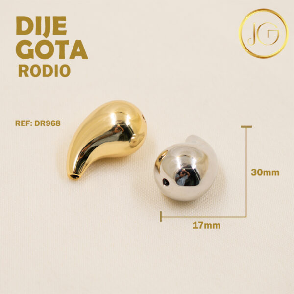 Imagen del producto: DIJE DE RODIO GOTA 30 MM