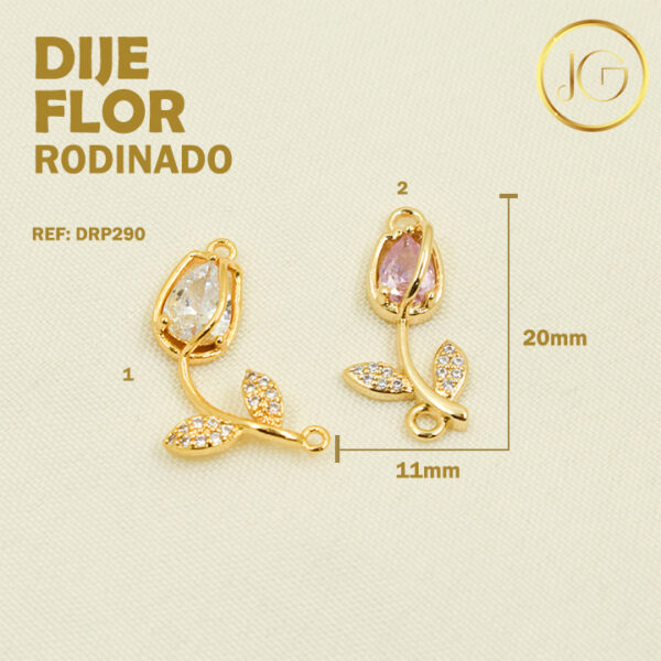 Imagen del producto: DIJE DE RODIO PULSERA FLOR TULIPAN