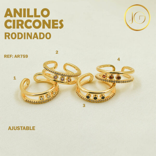 Imagen del producto: ANILLO RODINADO AJUSTABLE CIRCONES