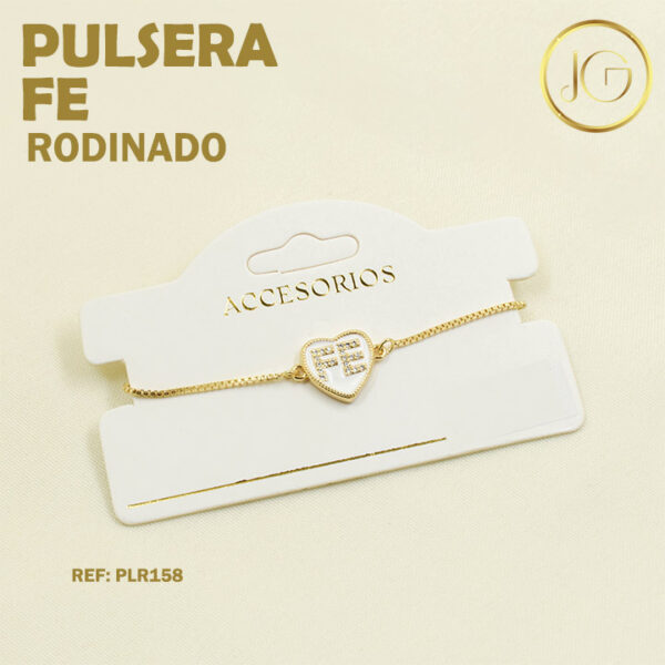 Imagen del producto: PULSERA RODINADA FE CORAZON BLANCO